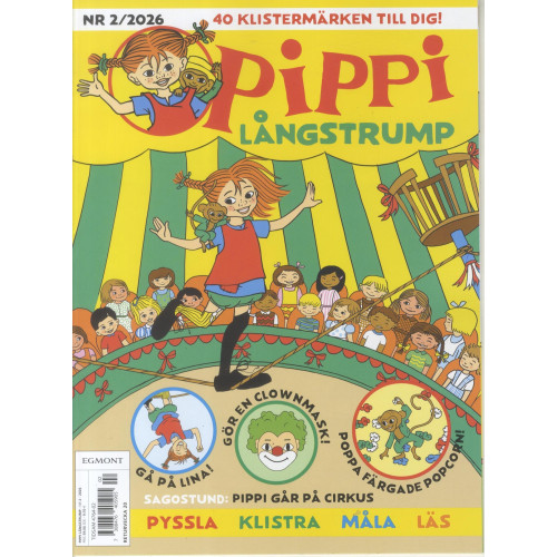 Pippi Långstrump 2026-02 med 40 klistermärken