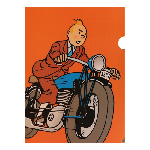 A4 Plastmapp - Tintin kör motorcykel