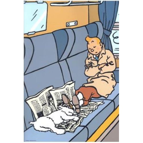 A4 Plastmapp - Tintin och Milou sover på tåget på framsidan