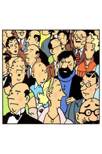 Vykort dubbelt med kuvert - Tintin och Haddock sitter bland publiken