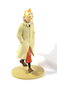 Staty - Tintin i Trenchcoat (fel förpackning och vit i munnen) 12 cm i resin