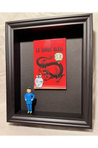 Tintin tavla - Blå Lotus Tintin 20x25x6 cm