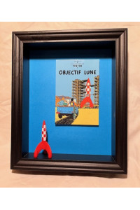Tintin tavla - Månen raket 20x25x6 cm